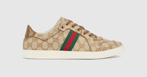 グッチ様 Men's Stretch low-top sneaker in sand and brown GG canvas | GUCCI® US