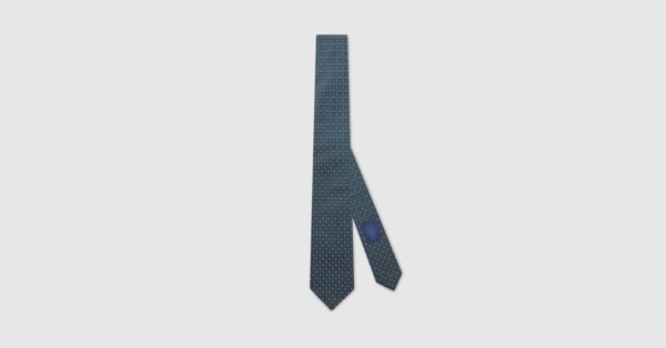 Interlocking G silk jacquard tie in blue | GUCCI® US