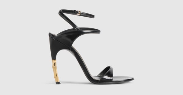 Women's Castello sandal in black leather | GUCCI® US