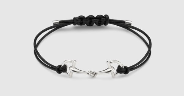 Gucci Staffa leather bracelet in 925 sterling silver | GUCCI® US