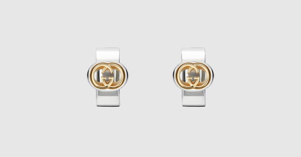 Gucci Interlocking mini hoop earrings in palladium-toned brass