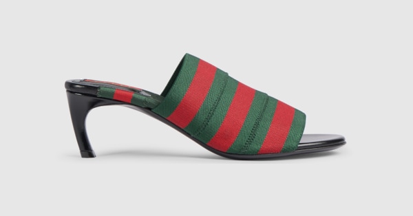 Women's mule sandal with Web in green and red nylon | GUCCI® US