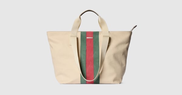 Positano medium tote bag in ivory canvas | GUCCI® US