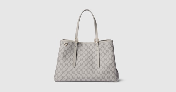 GG Emblem large tote bag in grey GG fabric | GUCCI® US