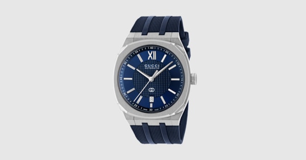Gucci 25H watch, 40mm in blue rubber | GUCCI® INT