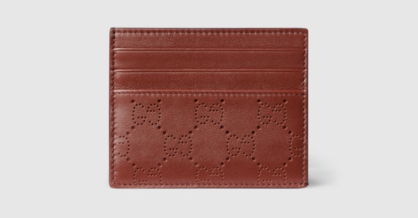 Aria card case in russet GG leather | GUCCI® ZA