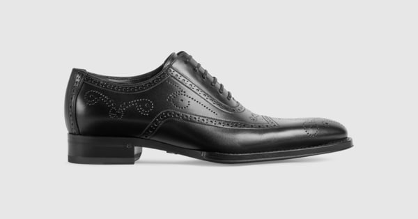 gucci shoes dress shoes Men's lace-up shoe in black leather