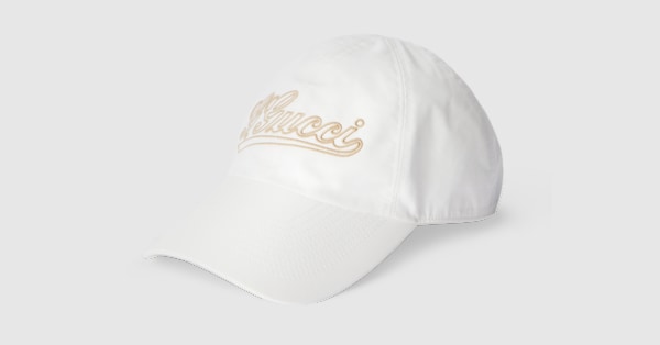 Cotton baseball hat with embroidery in white | GUCCI® US