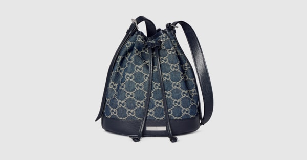 Gucci Venice small bucket bag in dark blue GG denim | GUCCI® US