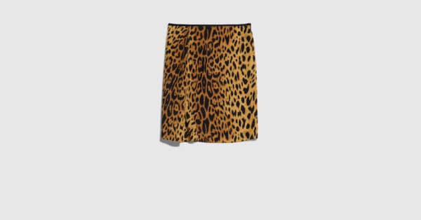 Printed silk crêpe de chine skirt in black and brown | GUCCI® LU