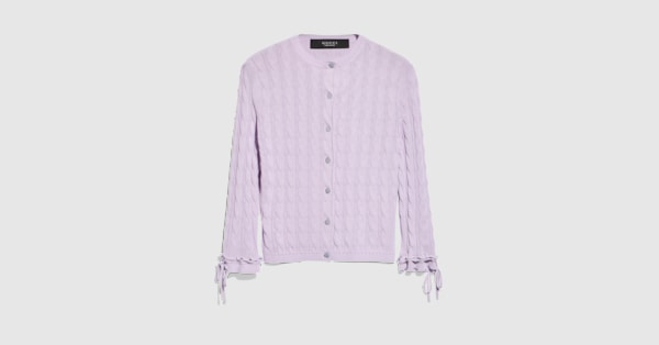 Braided cotton blend cardigan in lilac | GUCCI® US