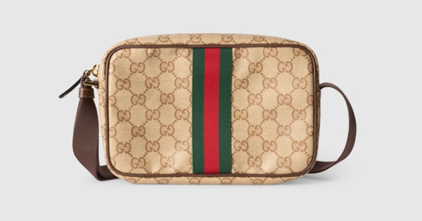 GG mini bag with Web in sand and brown GG canvas | GUCCI® US