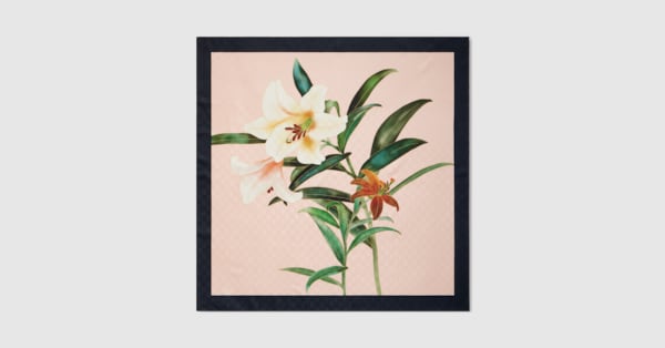Gucci x 安藤七宝店 日本限定 シルクジャカード スカーフ ・ピンク