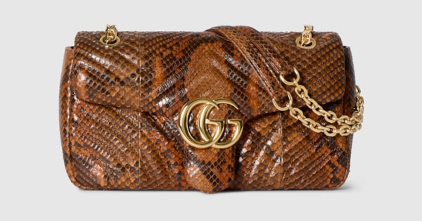 GG Marmont python medium shoulder bag in brown | GUCCI® US