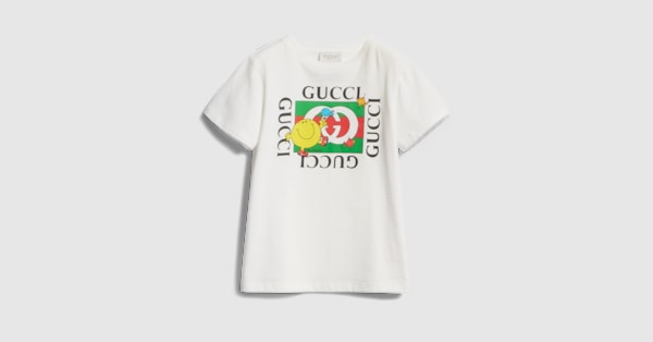 Children's cotton T-shirt with print in white | GUCCI® US