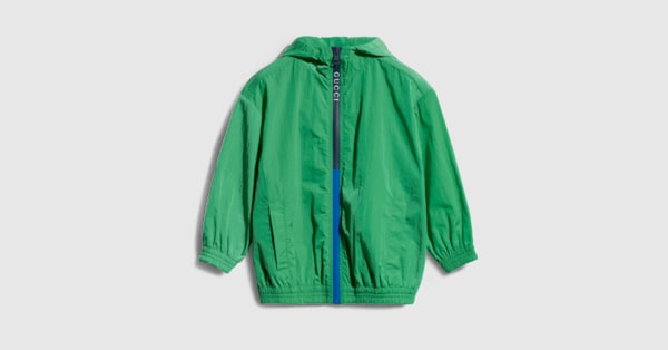 Children's nylon froissé jacket in green | GUCCI® US