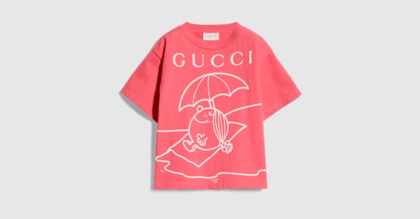 チルドレンズ〕プリント コットン Tシャツ ・ピンク | GUCCI公式