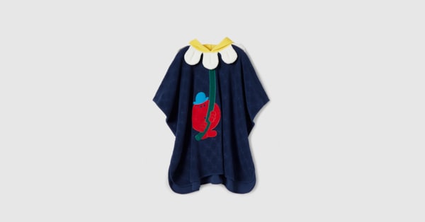 Children's GG terrycloth towel in dark blue | GUCCI® US