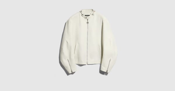 Treated bull leather jacket in white | GUCCI® US