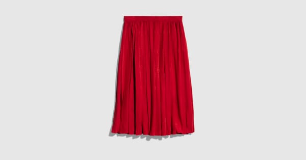 Interlocking G chain silk jacquard midi skirt in red | GUCCI® US