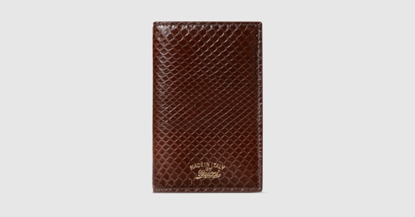Lira card case in dark brown python leather | GUCCI® INT