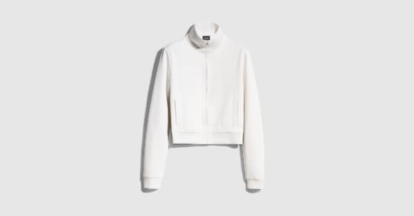 Rib cotton zip sweatshirt with Web in white | GUCCI® US