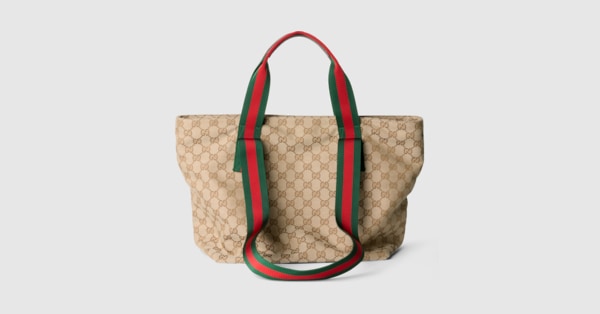 GG small tote bag in sand and brown GG canvas | GUCCI® CA