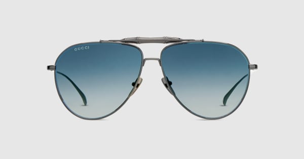 Pilot sunglasses in dark ruthenium | GUCCI® US