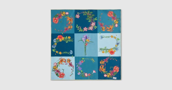 Printed silk twill bandana in multicolor | GUCCI® US