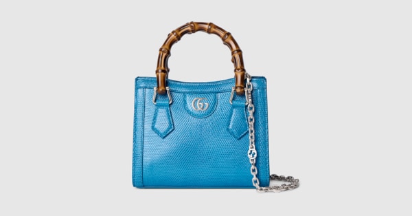 Gucci Diana lizard small tote bag in azure | GUCCI® RO