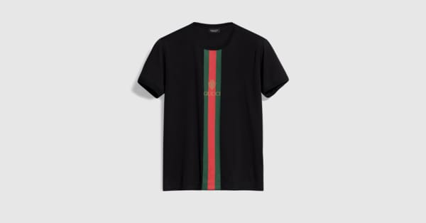 Cotton jersey T-shirt with print in black | GUCCI® US
