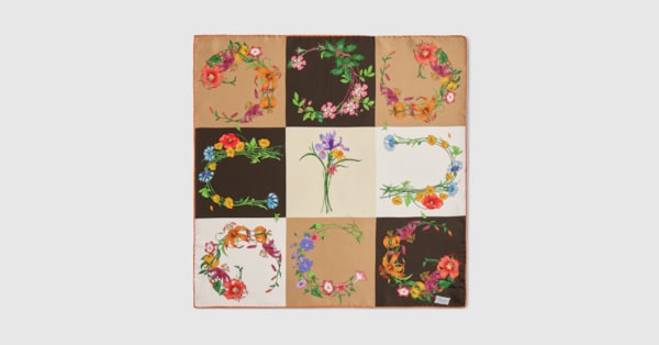 Printed silk twill bandana in multicolor | GUCCI® US