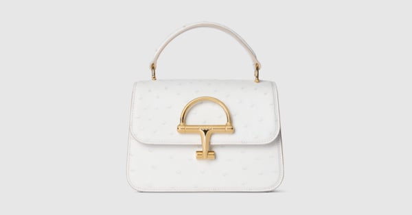 Gucci Siena ostrich small top handle bag in white | GUCCI® US