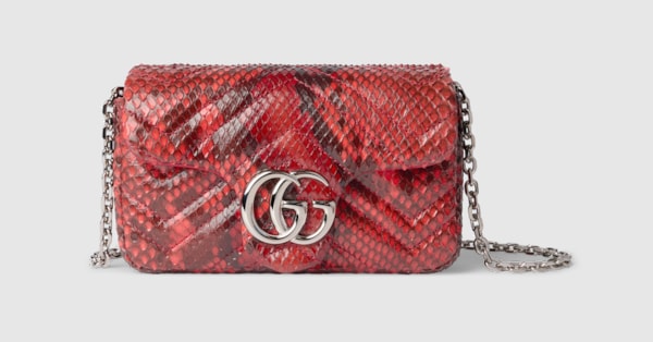 GG Marmont python mini shoulder bag in deep red | GUCCI® US
