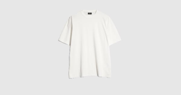 エンブロイダリー付き コットンシルクジャージー Tシャツ ・ホワイト