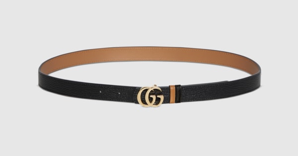 【美品】GUCCI レディース　ベルト　GGマーモントスリムベルト GGマーモント〕リバーシブル スリムベルト ・ブラック＆ベージュ