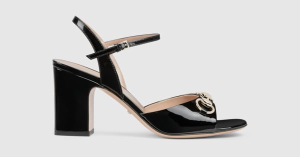 Women's Horsebit sandal in black patent leather | GUCCI® US