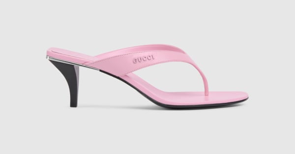 Women's Vittoria thong in light pink leather | GUCCI® US