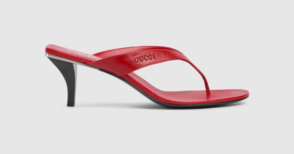 Women's Vittoria thong in red leather | GUCCI® US