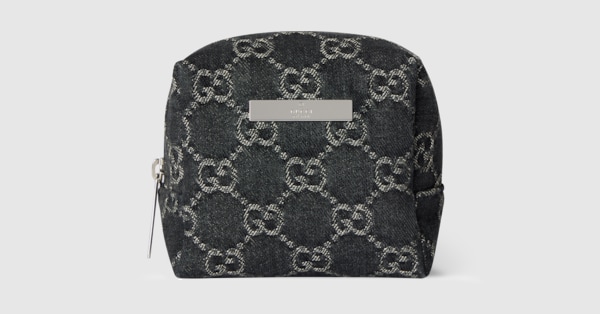 GUCCI プラーク スモール コスメティックケース ・ブラック GGデニム