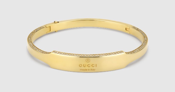 Gucci Trademark crystal bangle bracelet in gold-toned brass