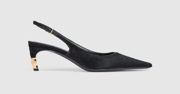 Women's Castello slingback in black calf hair | GUCCI® US