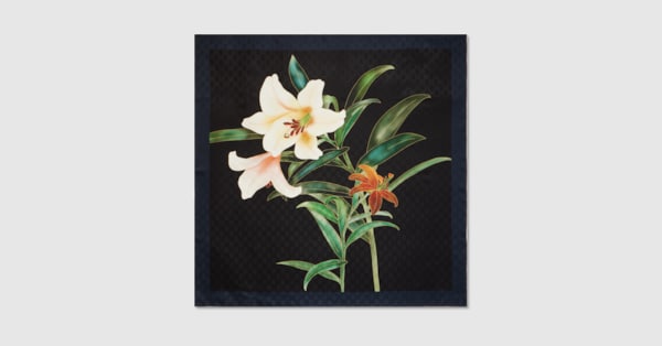Gucci x 安藤七宝店 日本限定 シルクジャカード スカーフ ・ブラック