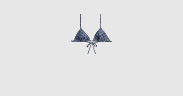 GG light cotton denim jacquard top in blue | GUCCI® US