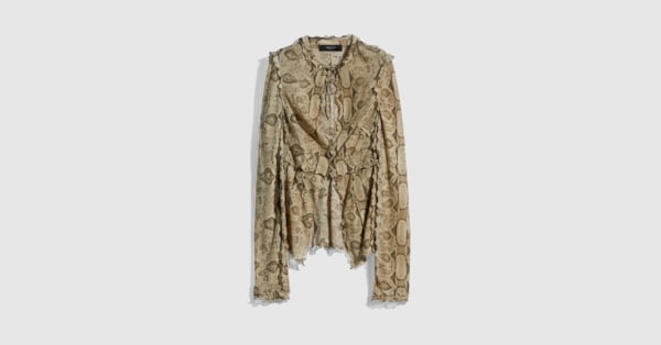 Printed silk shirt in ivory and brown | GUCCI® US
