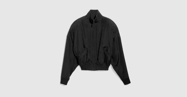 Silk poplin zip jacket in black | GUCCI® US