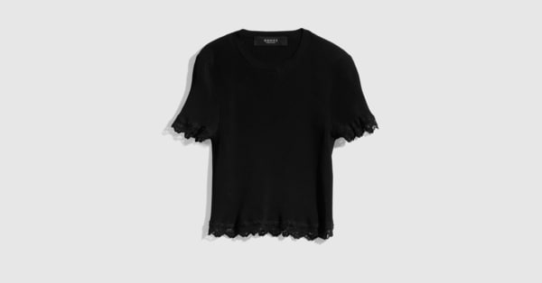 Fine matte viscose rib top in black | GUCCI® US