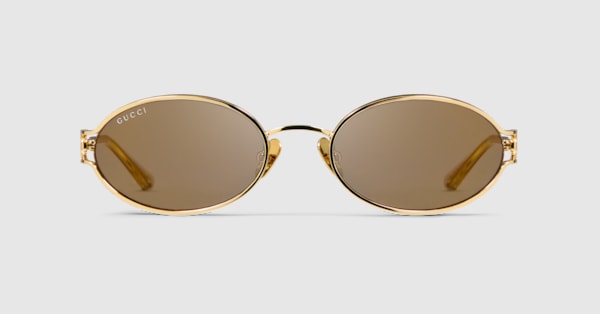 小物 GUCCI side logo gold plate sunglasses Rectangular-frame sunglasses in gold-toned | GUCCI® SG