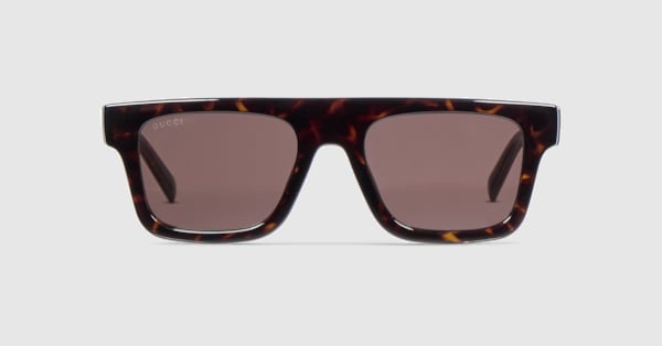 Square-frame sunglasses in brown tortoiseshell | GUCCI® US