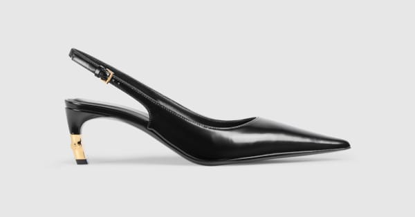 Women's Castello slingback in black leather | GUCCI® US